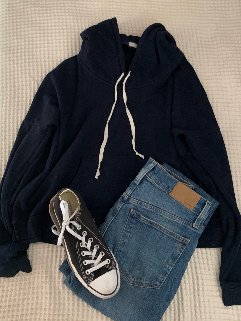 Brandy Melville Cropped Navy Hoodie